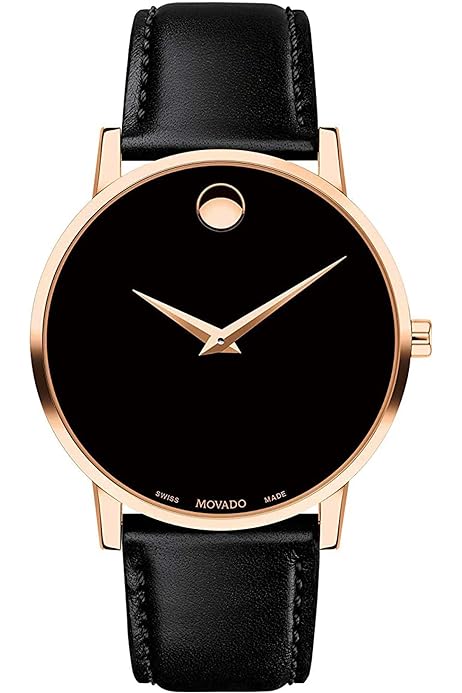 Movado Museum Black Dial Black Leather Strap Watch For Men - 2100005 Authentic Buy Shop Now