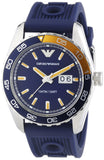 Emporio Armani Sportivo Chronograph Quartz Blue Dial Blue Rubber Strap Watch For Men - AR6045 Authentic Buy Shop Now