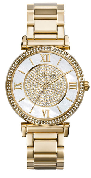 Michael Kors Catlin Mother of Pearl Dial Gold Steel Strap Watch for Women - MK3332 Authentic Buy Shop Now