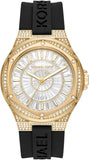 Michael Kors Lennox Three Hand Crystals Silver Dial Black Silicone Strap Watch For Women - MK7247 Authentic Buy Shop Now