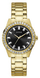 Guess Sparkler Diamonds Black Dial Gold Steel Strap Watch for Women - GW0111L2 Authentic Buy Shop Now