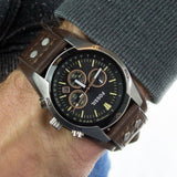 Fossil Coachman Chronograph Black Dial Brown Leather Strap Watch for Men - CH2891 Authentic Buy Shop Now