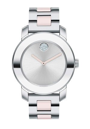 Movado Bold Silver Dial Two Tone Steel Strap Watch for Women - 3600702 Authentic Buy Shop Now