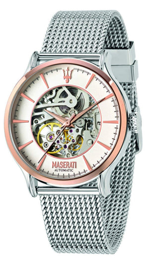 Maserati Epoca Automatic White Dial Silver Mesh Bracelet Watch For Men - R8823118001 Authentic Buy Shop Now
