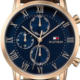 Tommy Hilfiger Kane Chronograph Blue Dial Brown Leather Strap Watch for Men - 1791399 Authentic Buy Shop Now