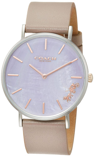 Coach Perry Mother of Pearl Dial Light Grey Leather Strap Watch for Women - 14503245 Authentic Buy Shop Now