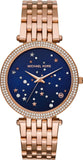 Michael Kors Darci Blue Dial Rose Gold Steel Strap Watch for Women - MK3728 Authentic Buy Shop Now
