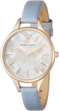 Emporio Armani Aurora Quartz Mother of Pearl White Dial Blue Leather Strap Watch For Women - AR11109 Authentic Buy Shop Now