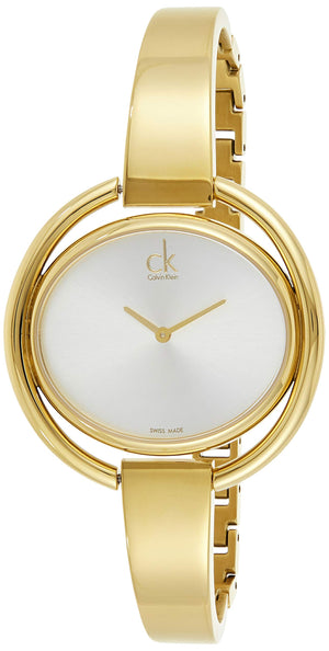 Calvin Klein Impetuous White Dial Gold Steel Strap Watch for Women - K4F2N516 Authentic Buy Shop Now