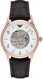 Emporio Armani Meccanico White Dial Brown Leather Strap Watch For Men - AR1920 Authentic Buy Shop Now