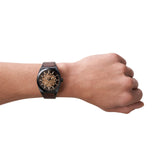 Fossil Everett Automatic Analog Black Dial Brown Leather Strap Watch for Men - ME3207 Authentic Buy Shop Now