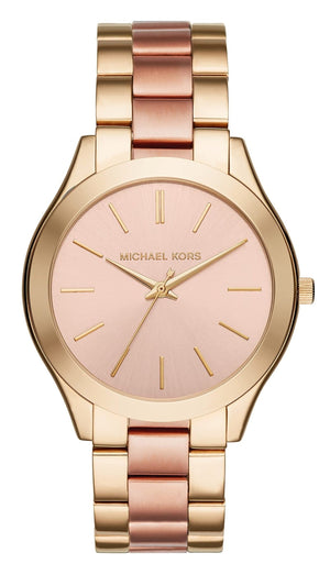 Michael Kors Slim Runway Pink Dial Two Tone Steel Strap Watch for Women - MK3493 Authentic Buy Shop Now