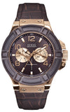 Guess Rigor Analog Brown Dial Brown Leather Strap Watch For Men - W0040G3 Authentic Buy Shop Now