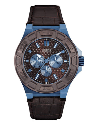 Guess Force Quartz Brown Dial Brown Leather Strap Watch For Men - W0674G5 Authentic Buy Shop Now