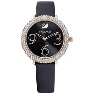 Swarovski Crystal Frost Black Dial Black Leather Strap Watch for Women - 5484058 Authentic Buy Shop Now