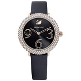 Swarovski Crystal Frost Black Dial Black Leather Strap Watch for Women - 5484058 Authentic Buy Shop Now