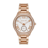Michael Kors Sage Three-Hand Mother of Pearl White Dial Rose Gold Steel Strap Watch for Women - MK4806 Authentic Buy Shop Now
