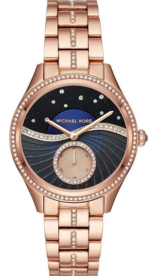 Michael Kors Lauryn Blue Dial Rose Gold Steel Strap Watch for Women - MK3723 Authentic Buy Shop Now
