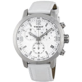Tissot PRC 200 Chronograph White Dial White Leather Strap Watch For Men - T055.417.16.017.00 Authentic Buy Shop Now