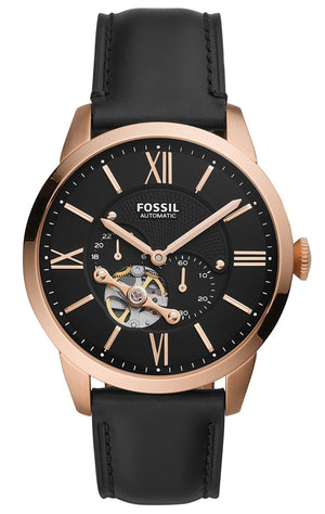 Fossil Townsman Automatic Black Dial Black Leather Strap Watch for Men - ME3170 Authentic Buy Shop Now