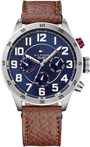 Tommy Hilfiger Trent Quartz Blue Dial Brown Leather Strap Watch for Men - 1791066 Authentic Buy Shop Now