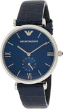 Emporio Armani Gianni T Bar Quartz Blue Dial Blue Leather Strap Watch For Men - AR11300 Authentic Buy Shop Now