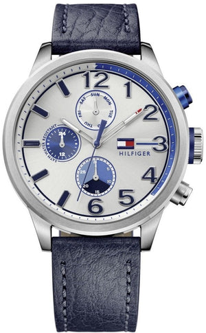 Tommy Hilfiger Jackson Silver Dial Black Leather Strap Watch for Men - 1791240 Authentic Buy Shop Now