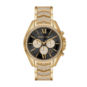 Michael Kors Whitney Chronograph Black Dial Gold Steel Strap Watch for Women - MK7224 Authentic Buy Shop Now