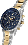 Maserati SFIDA Limited Edition Chronograph Blue Dial Two Tone Steel Strap Watch for Men - R8873640017 Authentic Buy Shop Now