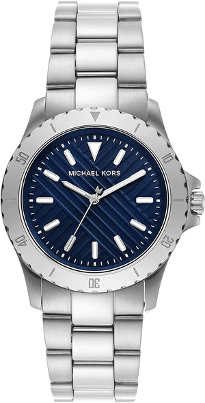 Michael Kors Everest Three-Hand Blue Dial Silver Steel Strap Watch For Men - MK9079 Authentic Buy Shop Now