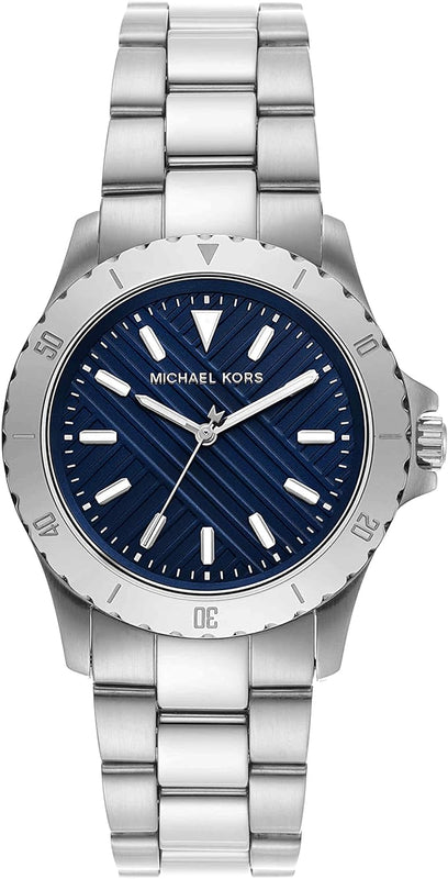 Michael Kors Everest Three-Hand Blue Dial Silver Steel Strap Watch For Men - MK9079 Authentic Buy Shop Now