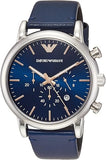 Emporio Armani Luigi Chronograph Blue Dial Blue Leather Strap Watch For Men - AR11451 Authentic Buy Shop Now