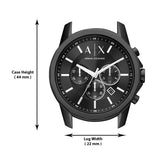Armani Exchange Banks Chronograph Black Dial Black Steel Strap Watch For Men - AX1722 Authentic Buy Shop Now