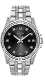 Bulova Crystal Collection Black Dial Silver Steel Strap Watch for Men - 96K104 Authentic Buy Shop Now