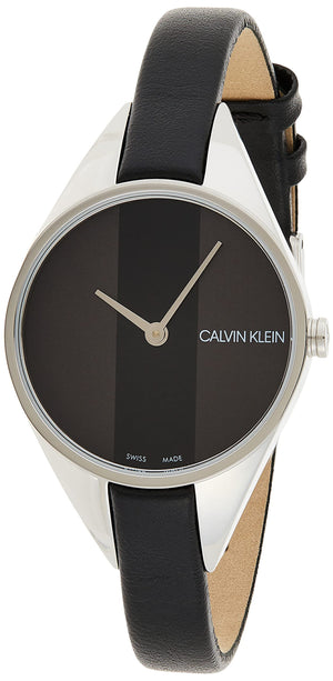 Calvin Klein Rebel Black Grey Dial Black Leather Strap Watch for Women - K8P231C1 Authentic Buy Shop Now