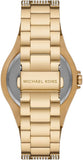 Michael Kors Lennox Three Hand Crystals White Dial Gold Steel Strap Watch For Women - MK6991 Authentic Buy Shop Now