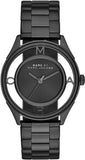 Marc Jacobs Tether Transparent Black Dial Black Steel Strap Watch for Women - MBM3415 Authentic Buy Shop Now