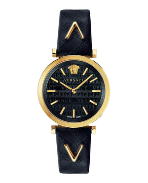 Versace V-Twist Black Dial Black Leather Strap Watch for Women - VELS00619 Authentic Buy Shop Now