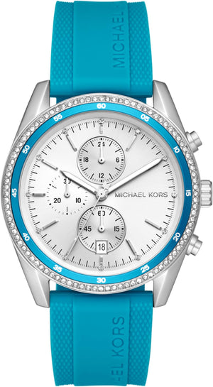 Michael Kors Hadyn Analog Silver Dial Blue Rubber Strap Watch for Women - MK7485 Authentic Buy Shop Now