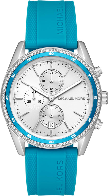 Michael Kors Hadyn Analog Silver Dial Blue Rubber Strap Watch for Women - MK7485 Authentic Buy Shop Now