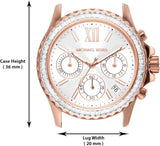 Michael Kors Everest Chronograph Silver Dial Rose Gold Steel Strap Watch For Women - MK7213 Authentic Buy Shop Now