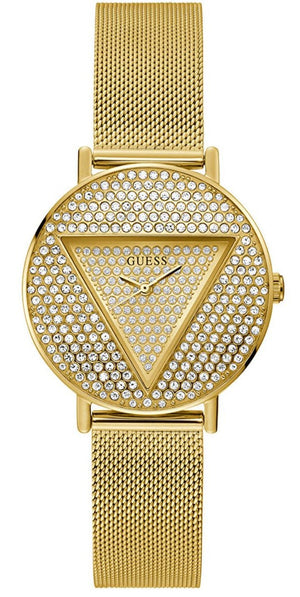 Guess Iconic Diamonds Gold Dial Gold Mesh Bracelet Watch For Women - GW0477L2 Authentic Buy Shop Now