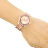 Marc Jacobs Tether Transparent Rose Gold Dial Rose Gold Steel Strap Watch for Women - MBM3414 Authentic Buy Shop Now