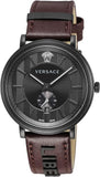 Versace V-Circle Manifesto Black Dial Maroon Leather Strap Watch for Men - VBQ040017 Authentic Buy Shop Now