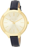 Michael Kors Runway Quartz Gold Dial Blue Leather Strap Watch For Women - MK2285 Authentic Buy Shop Now