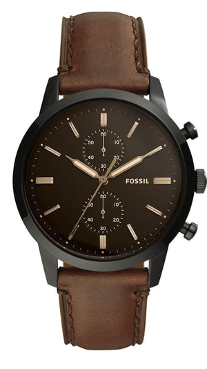 Fossil Townsman Chronograph Black Dial Brown Leather Strap Watch for Men - FS5437 Authentic Buy Shop Now