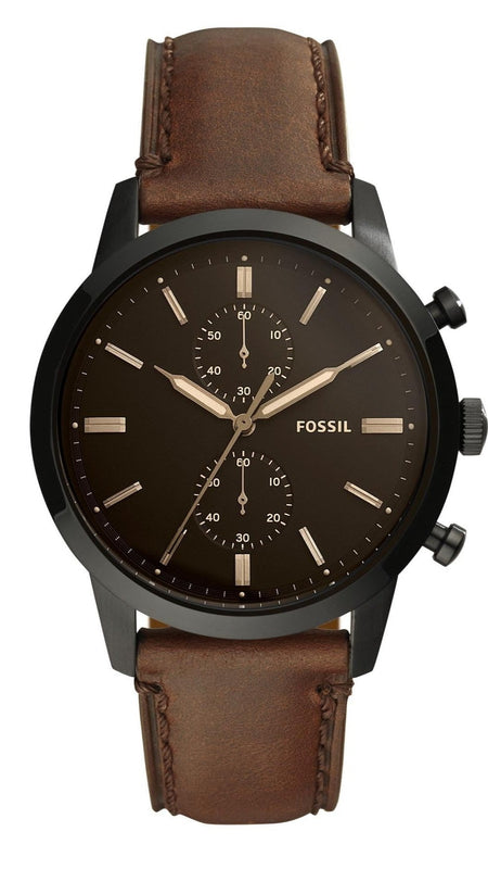 Fossil Townsman Chronograph Black Dial Brown Leather Strap Watch for Men - FS5437 Authentic Buy Shop Now