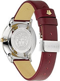 Versace Audrey Quartz Silver Dial Red Leather Strap Watch for Women - VELR00219 Authentic Buy Shop Now