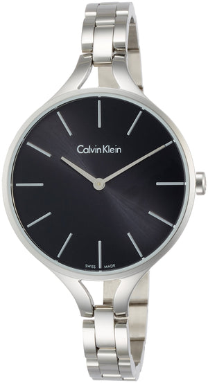 Calvin Klein Graphic Black Dial Silver Steel Strap Watch for Women - K7E23141 Authentic Buy Shop Now