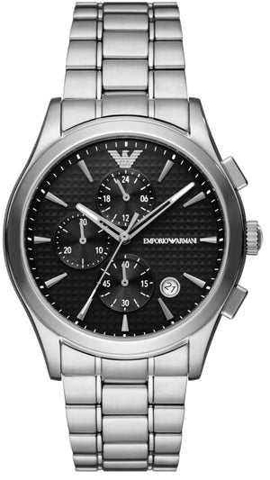 Emporio Armani Paolo Chronograph Black Dial Silver Steel Strap Watch For Men - AR11602 Authentic Buy Shop Now
